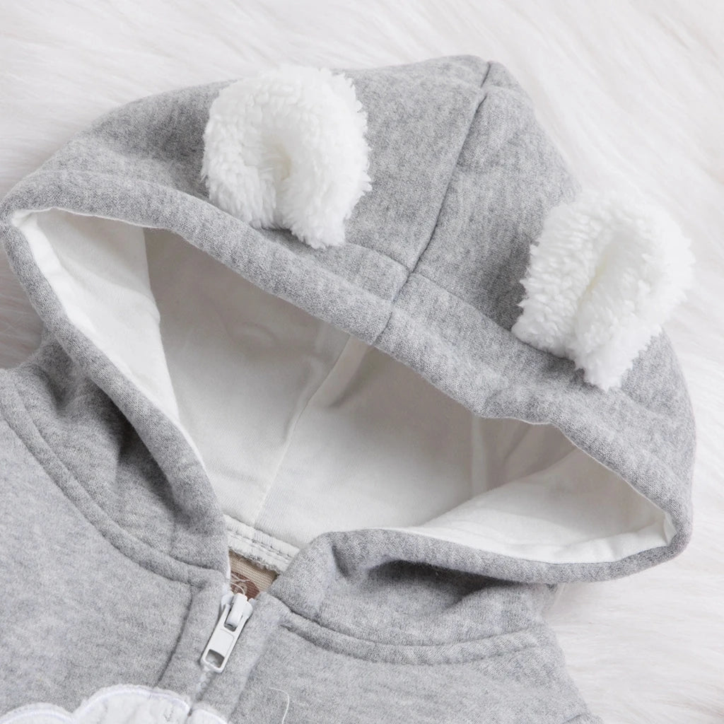 PatPat Winter Baby Adorable Cloud Hooded Baby Rompers for Baby Boys and Baby Girls Warm Unisex Baby Bodysuit Clothes