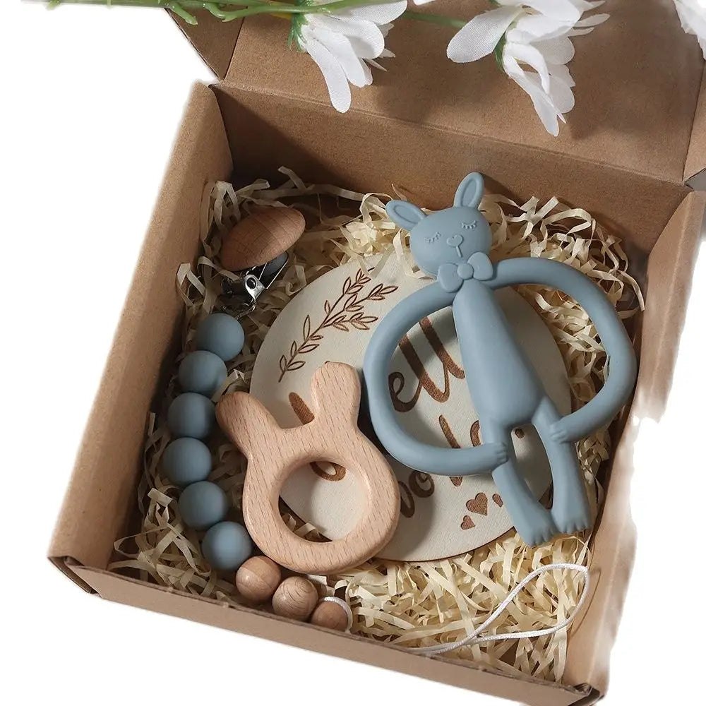 Baby Photo background Props Set – Newborn Growth Milestone Cards for Photoshoots bunny teether gift set