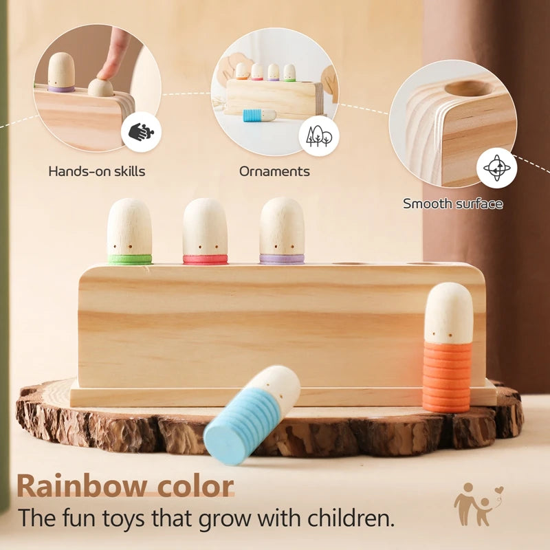 Baby Toys Wooden Little Man Toy Color Recognition Toy Wooden Little Jumping Toy Hand And Foot Coordination Toy Baby Gifts