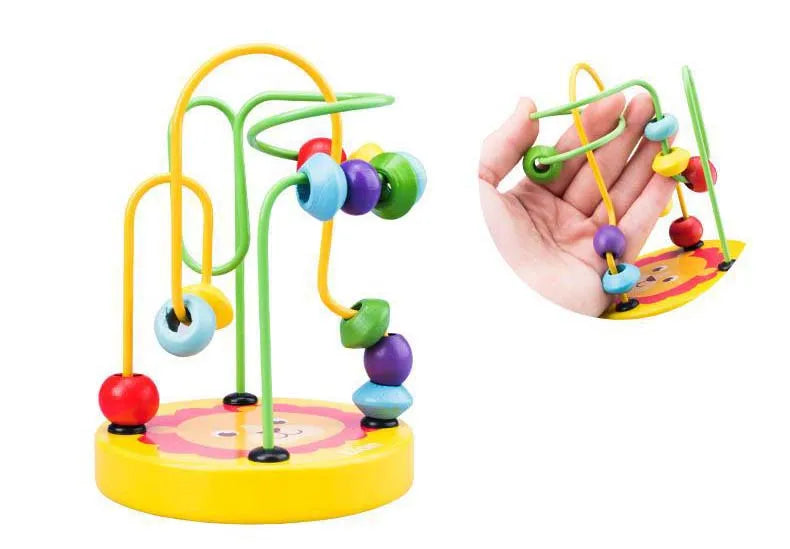 Baby Montessori Educational Math Toy Kids Circles Bead Wire Maze Roller Coaster for Children Montessori Wooden Toys Wood Puzzles