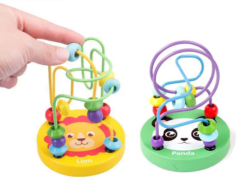 Baby Montessori Educational Math Toy Kids Circles Bead Wire Maze Roller Coaster for Children Montessori Wooden Toys Wood Puzzles