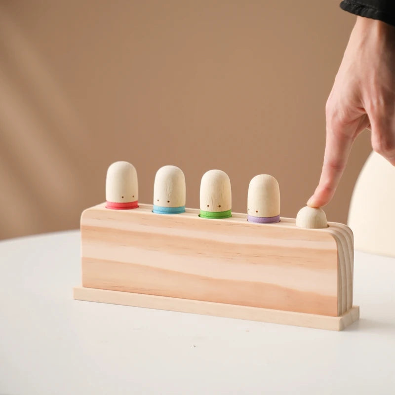 Baby Toys Wooden Little Man Toy Color Recognition Toy Wooden Little Jumping Toy Hand And Foot Coordination Toy Baby Gifts