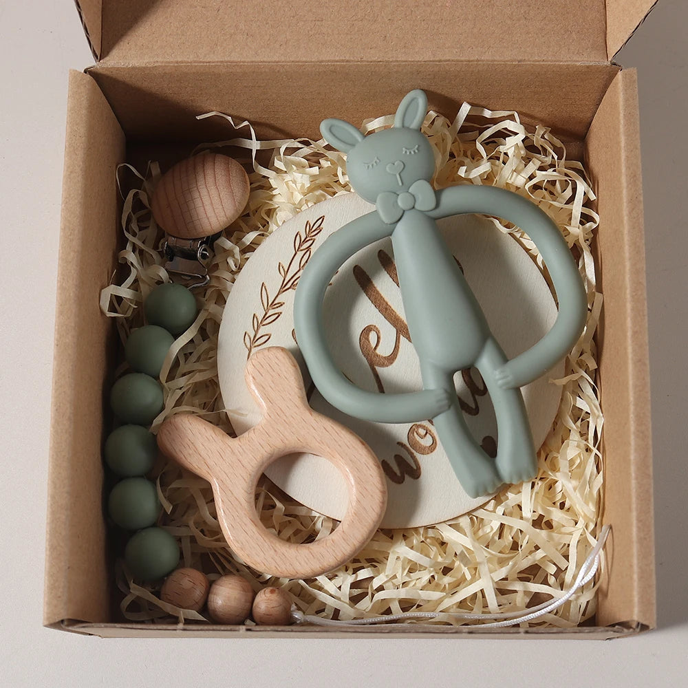 Baby Photo background Props Set – Newborn Growth Milestone Cards for Photoshoots bunny teether gift set