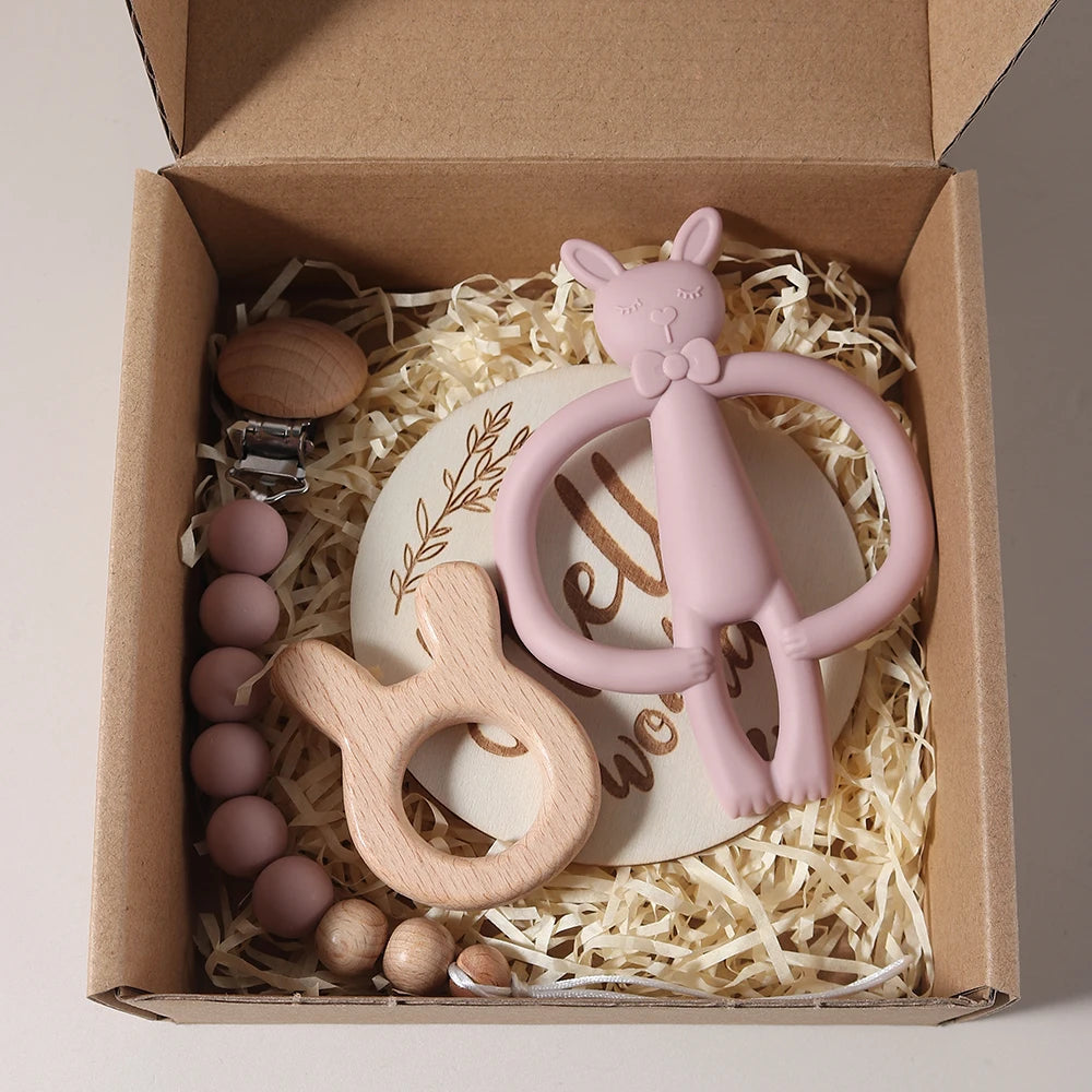 Baby Photo background Props Set – Newborn Growth Milestone Cards for Photoshoots bunny teether gift set