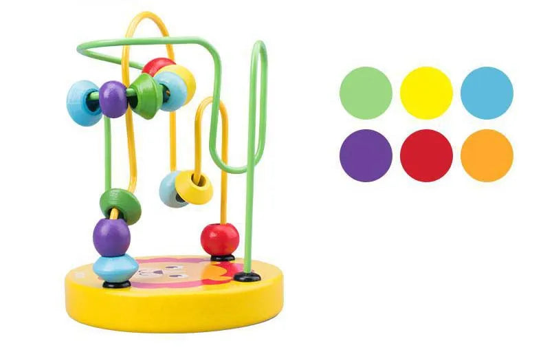 Baby Montessori Educational Math Toy Kids Circles Bead Wire Maze Roller Coaster for Children Montessori Wooden Toys Wood Puzzles