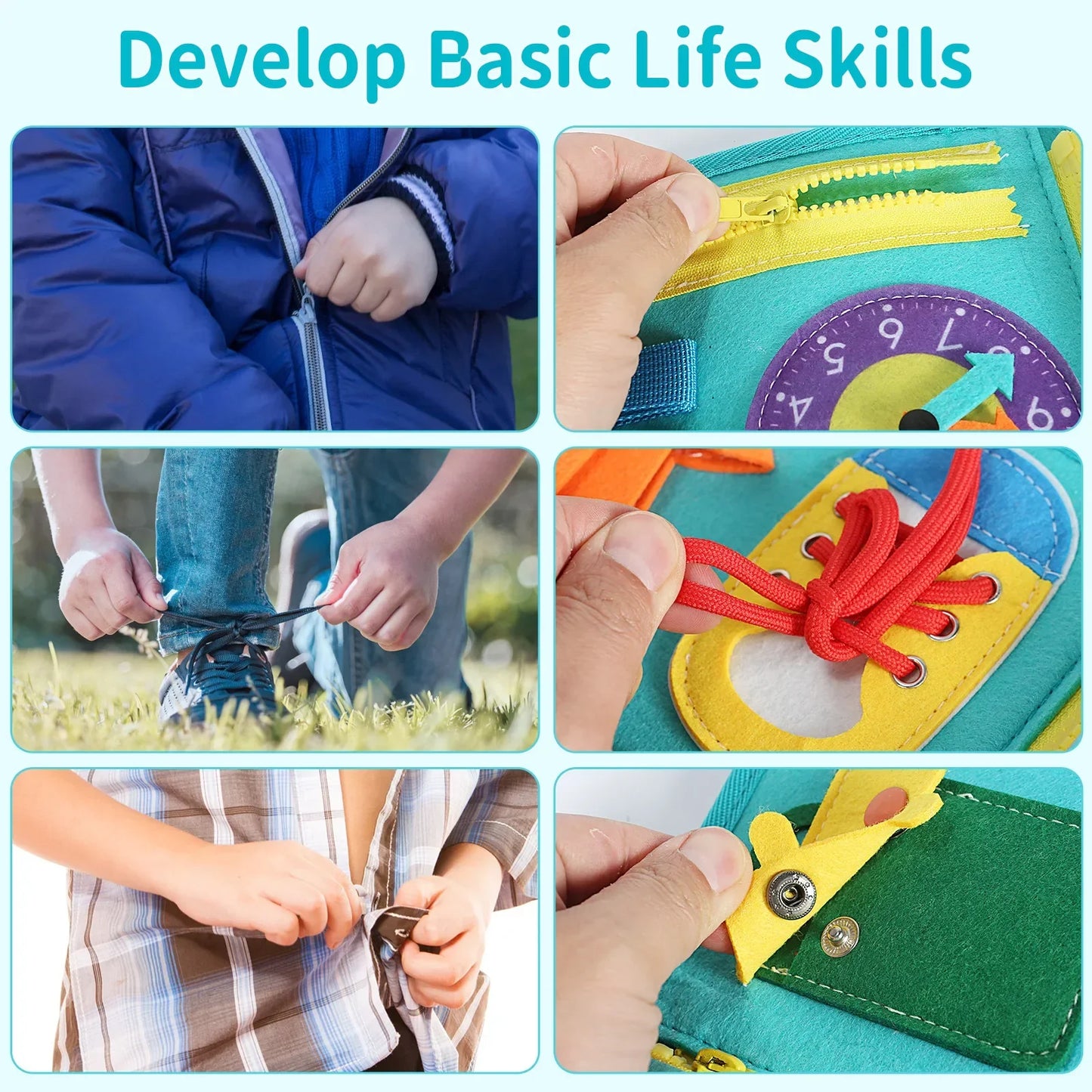 Baby Busy Board Sensory Toys Toddlers Felt Sensory Toy Preschool Learning Educational Travel Activities For Fine Motor Skills