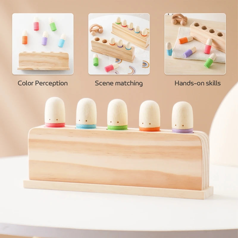 Baby Toys Wooden Little Man Toy Color Recognition Toy Wooden Little Jumping Toy Hand And Foot Coordination Toy Baby Gifts